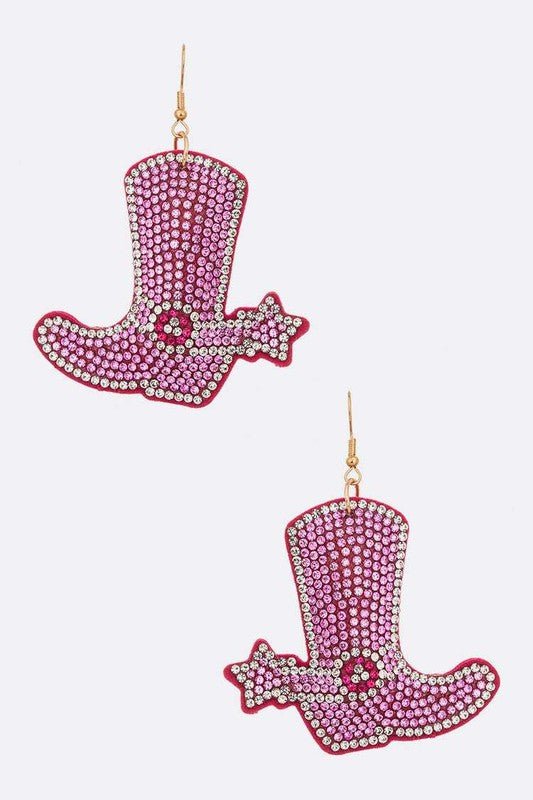 Pink Stone Cowboy Boots Pillow Earrings - Loving It Shop