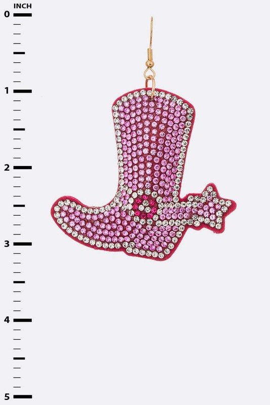 Pink Stone Cowboy Boots Pillow Earrings - Loving It Shop
