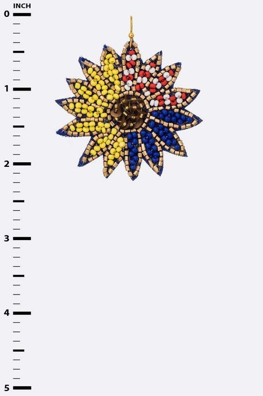 USA Flag Sunflower Beaded Earrings - Loving It Shop