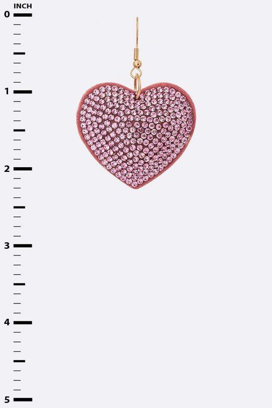 Rhinestone Heart Pillow Earrings - Loving It Shop