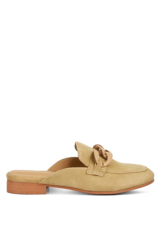 Krizia Chunky Chain Suede Slip On Loafers - Loving It Shop