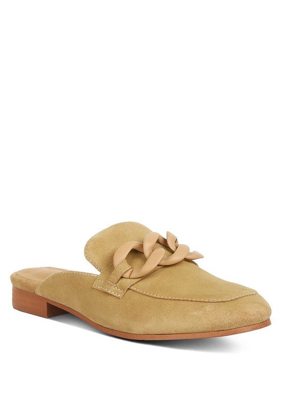 Krizia Chunky Chain Suede Slip On Loafers - Loving It Shop