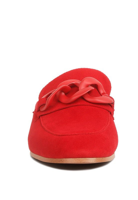 Krizia Chunky Chain Suede Slip On Loafers - Loving It Shop