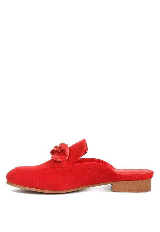 Krizia Chunky Chain Suede Slip On Loafers - Loving It Shop