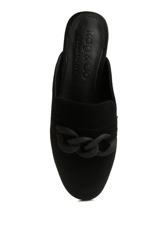 Krizia Chunky Chain Suede Slip On Loafers - Loving It Shop
