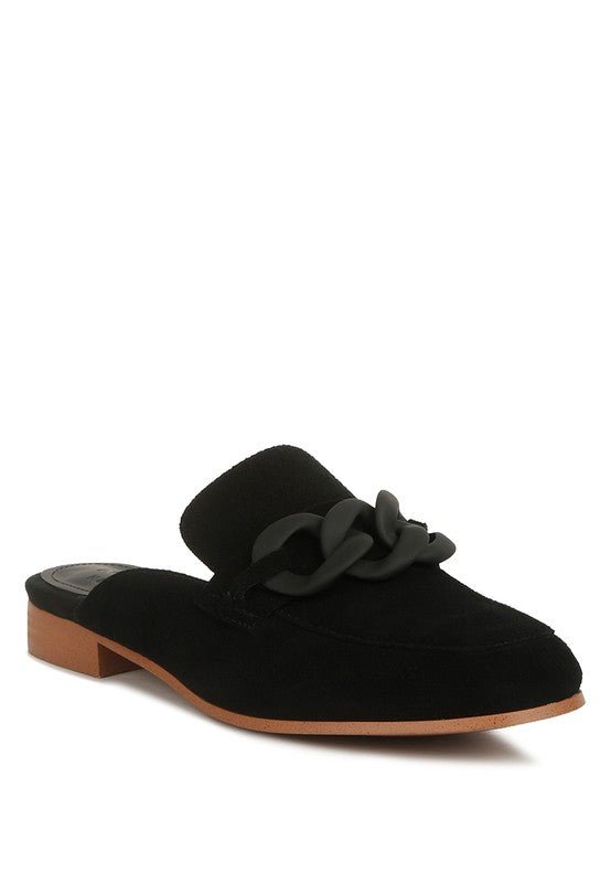 Krizia Chunky Chain Suede Slip On Loafers - Loving It Shop