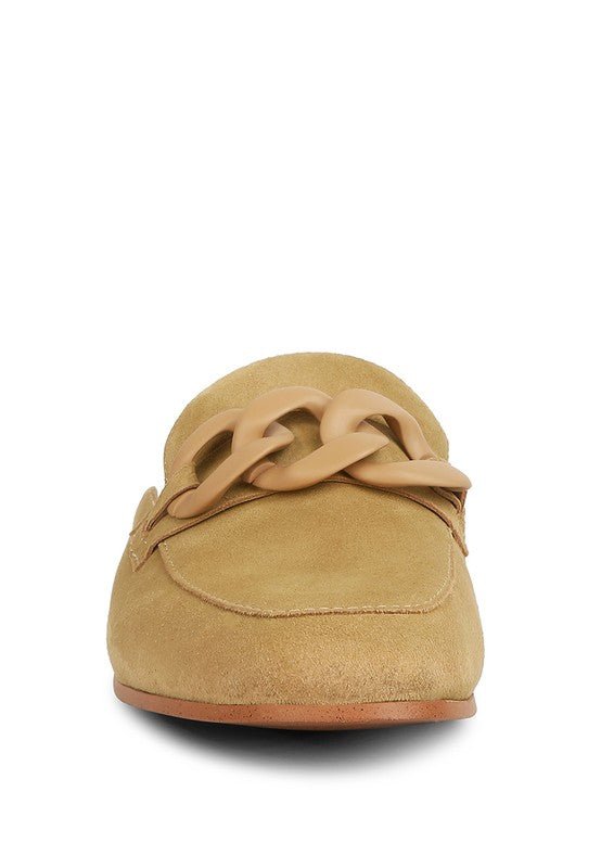 Krizia Chunky Chain Suede Slip On Loafers - Loving It Shop