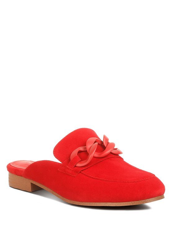 Krizia Chunky Chain Suede Slip On Loafers - Loving It Shop