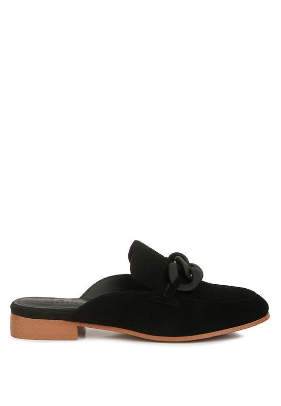 Krizia Chunky Chain Suede Slip On Loafers - Loving It Shop