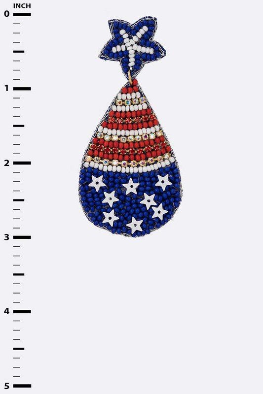 USA Flag Print Beaded Iconic Earrings - Loving It Shop