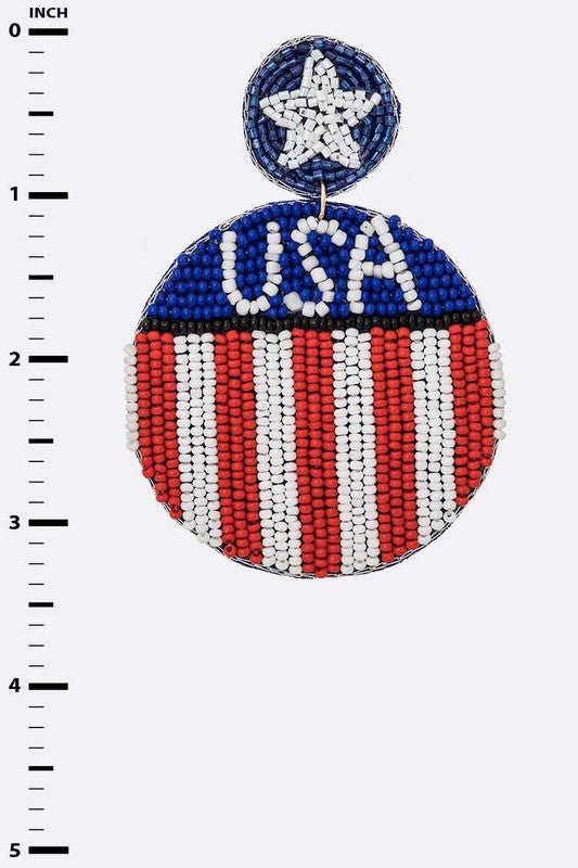 USA Flag Beaded Iconic Earrings - Loving It Shop