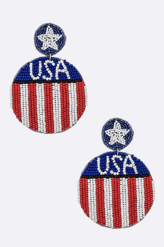 USA Flag Beaded Iconic Earrings - Loving It Shop