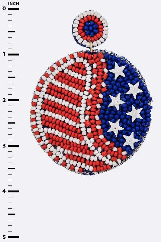 Beaded American Flag Iconic Earrings - Loving It Shop