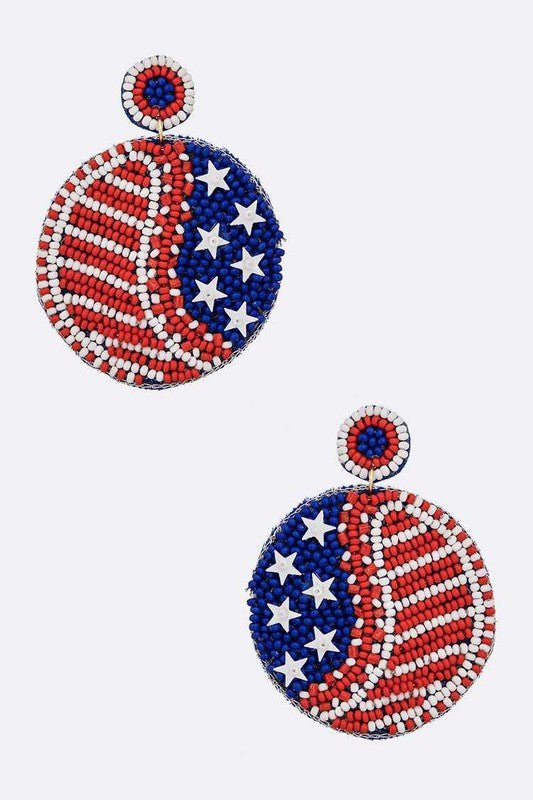 Beaded American Flag Iconic Earrings - Loving It Shop