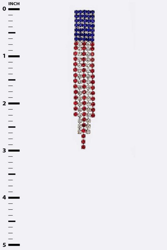 American Flag Rhinestone Fringe Earrings - Loving It Shop