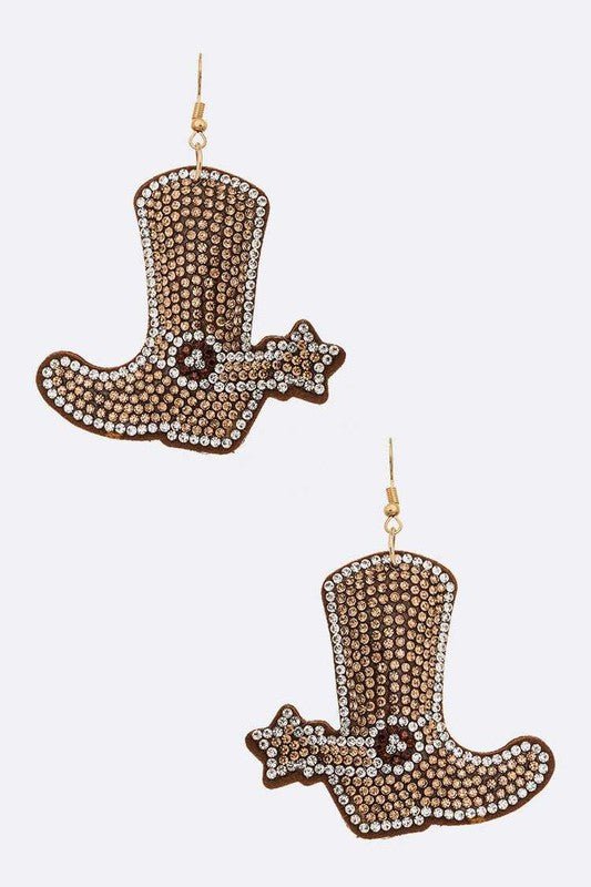 Rhinestone Cowboy Boots Pillow Earrings - Loving It Shop