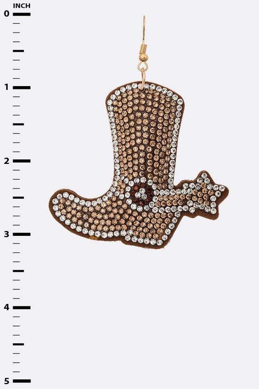 Rhinestone Cowboy Boots Pillow Earrings - Loving It Shop