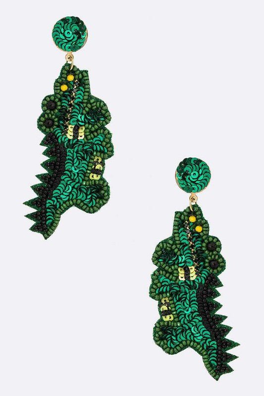 Sequins Beaded Crocodile Iconic Earrings - Loving It Shop