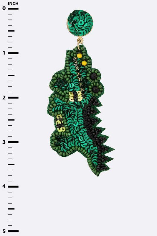 Sequins Beaded Crocodile Iconic Earrings - Loving It Shop