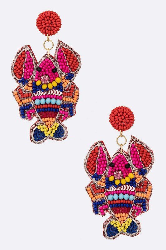 Mix Color Crawfish Beaded Earrings - Loving It Shop