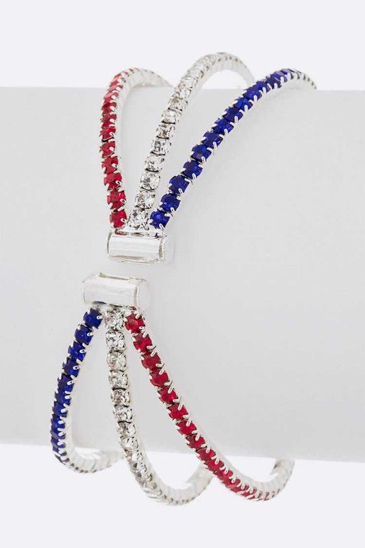 Red White Blue Rhinestone Cuff - Loving It Shop