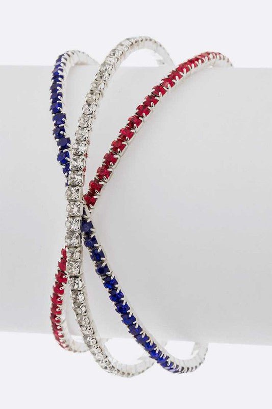 Red White Blue Rhinestone Cuff - Loving It Shop