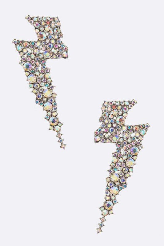Crystal Statement Lightning Bolt Earrings - Loving It Shop