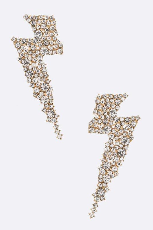 Crystal Statement Lightning Bolt Earrings - Loving It Shop