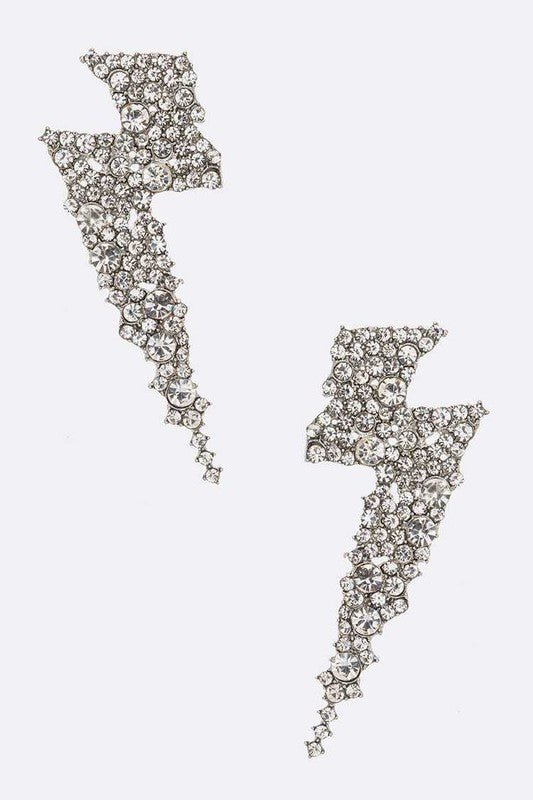 Crystal Statement Lightning Bolt Earrings - Loving It Shop
