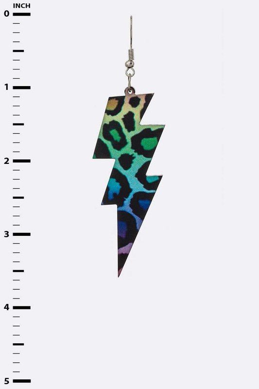 Mix Color Leopard Print Lightening Bolt Earrings - Loving It Shop