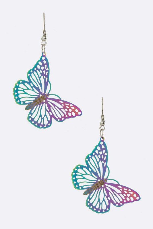 Halographic Filigree Butterfly Earrings - Loving It Shop