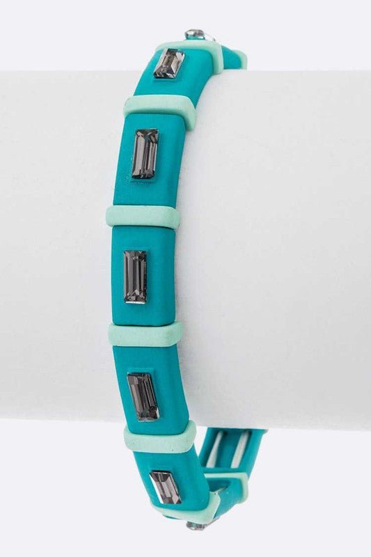 Rubber Coated Crystal Stretch Bracelet - Loving It Shop