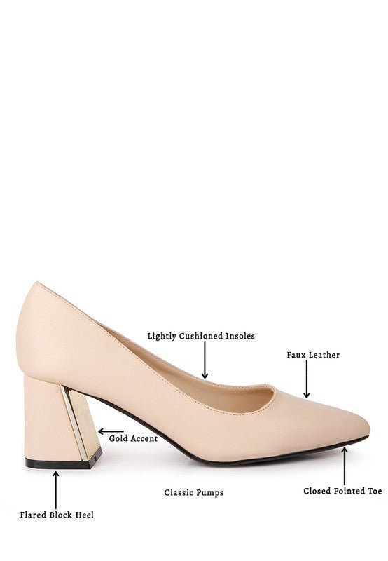 Casey Metallic Detail Block Heel Pumps - Loving It Shop