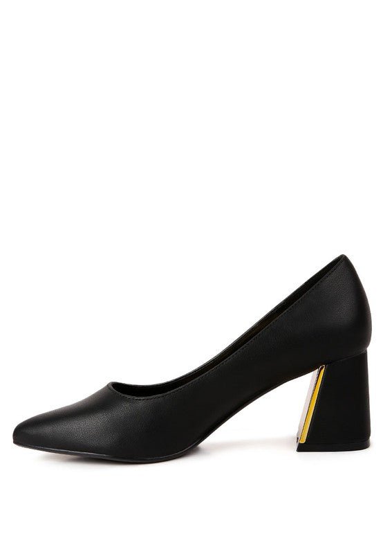 Casey Metallic Detail Block Heel Pumps - Loving It Shop