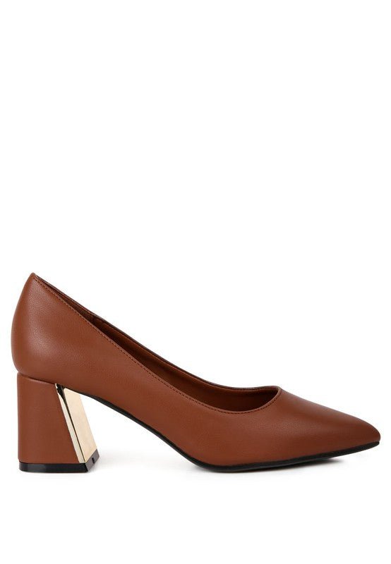Casey Metallic Detail Block Heel Pumps - Loving It Shop