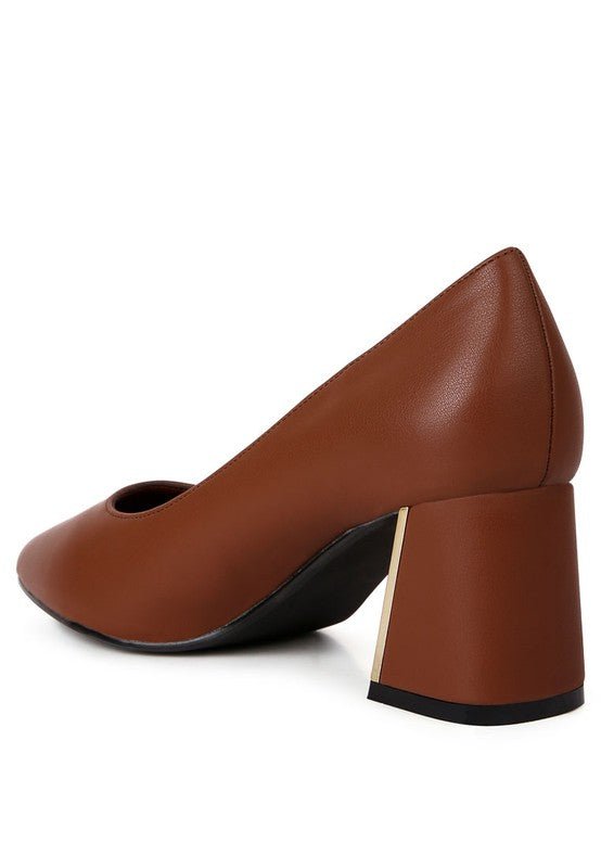 Casey Metallic Detail Block Heel Pumps - Loving It Shop