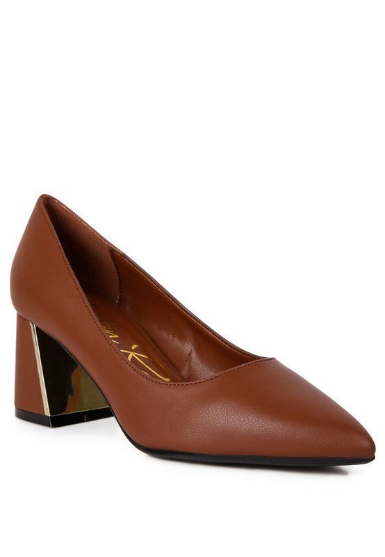Casey Metallic Detail Block Heel Pumps - Loving It Shop