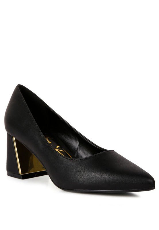 Casey Metallic Detail Block Heel Pumps - Loving It Shop