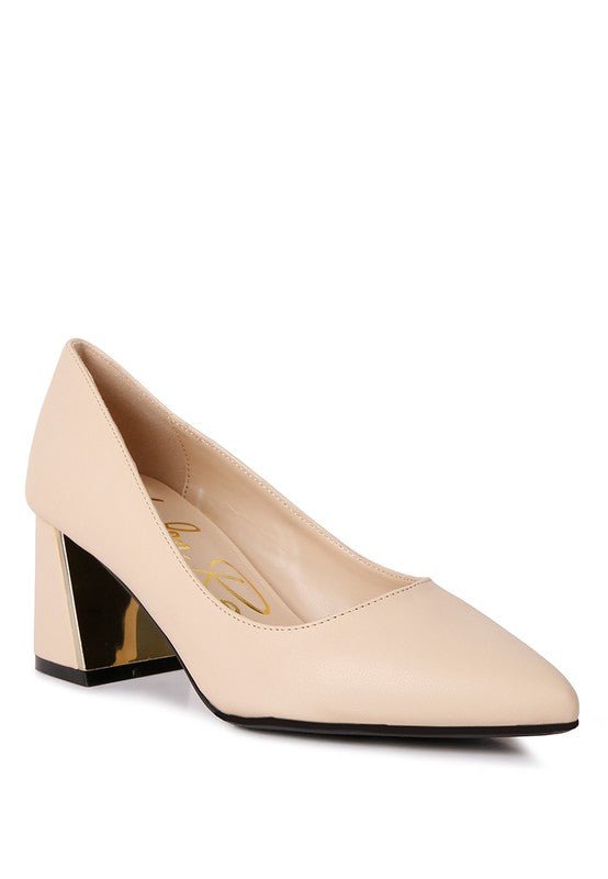 Casey Metallic Detail Block Heel Pumps - Loving It Shop