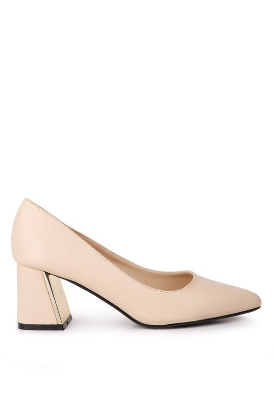 Casey Metallic Detail Block Heel Pumps - Loving It Shop