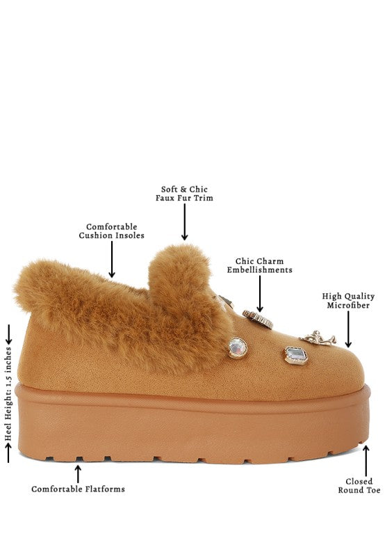 Zeta Charm Detail Slip On Snow Boots