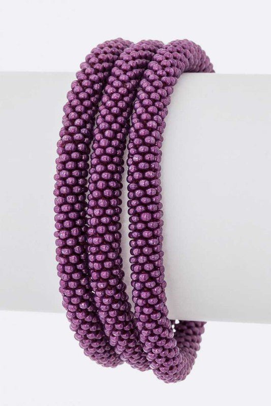 Matte Purple Nepal Roll On Bracelet Set - Loving It Shop