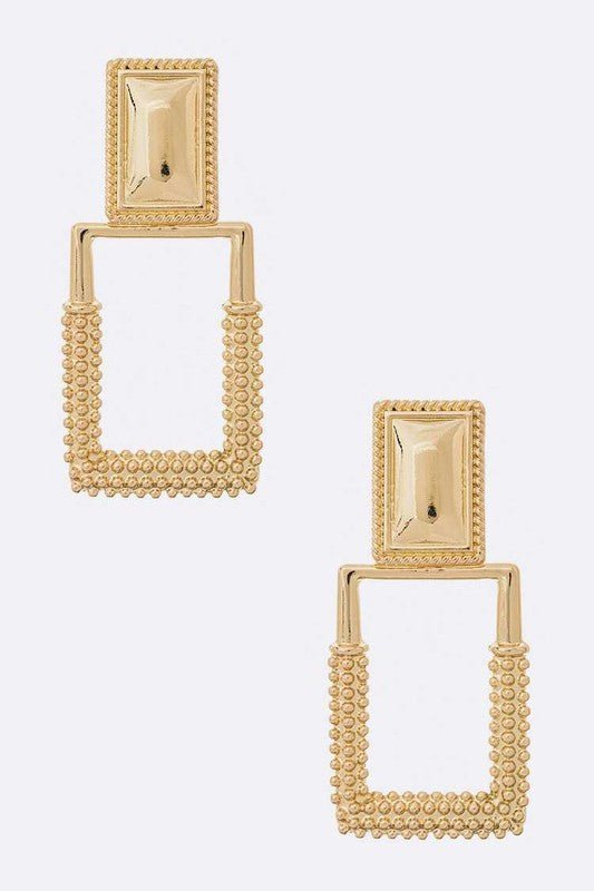 Texture Square Drop Clip On Earrings - Loving It Shop