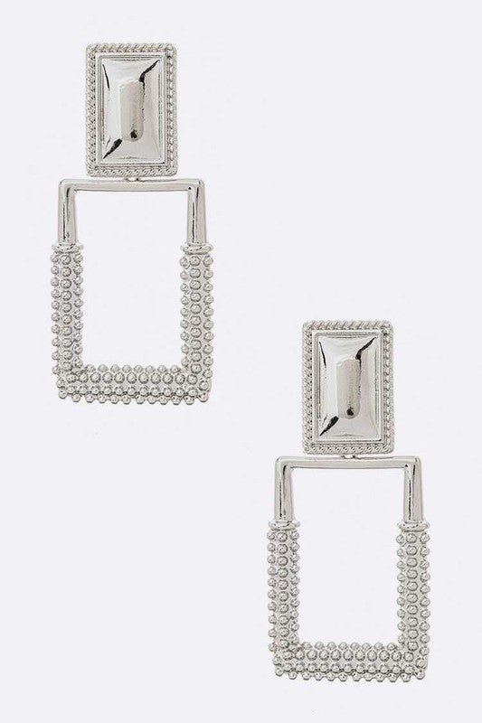 Texture Square Drop Clip On Earrings - Loving It Shop