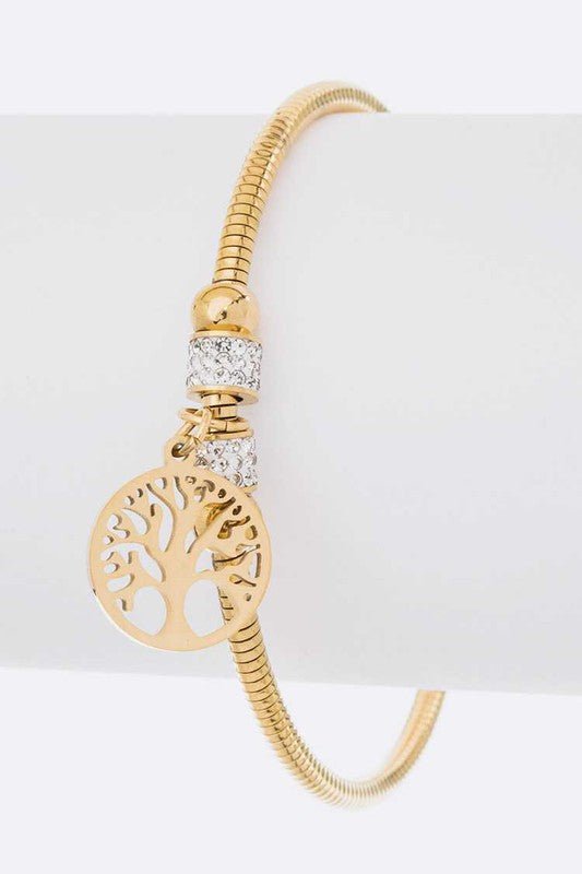 Stainless Steel Tree Charm Wired Bracelet - Loving It Shop