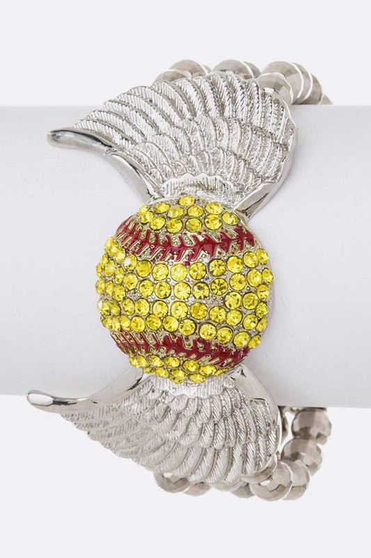 Crystal Softball Iconic Stretch Bracelet - Loving It Shop