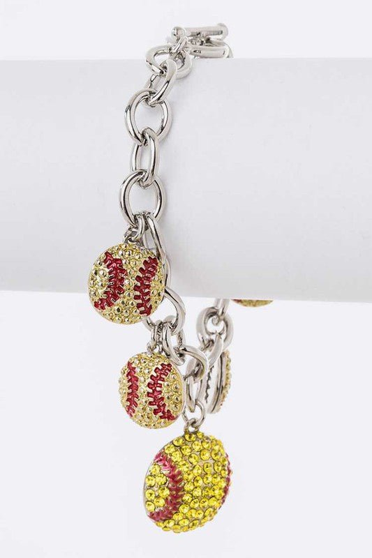 Crystal Softball Charm Toggle Bracelet - Loving It Shop