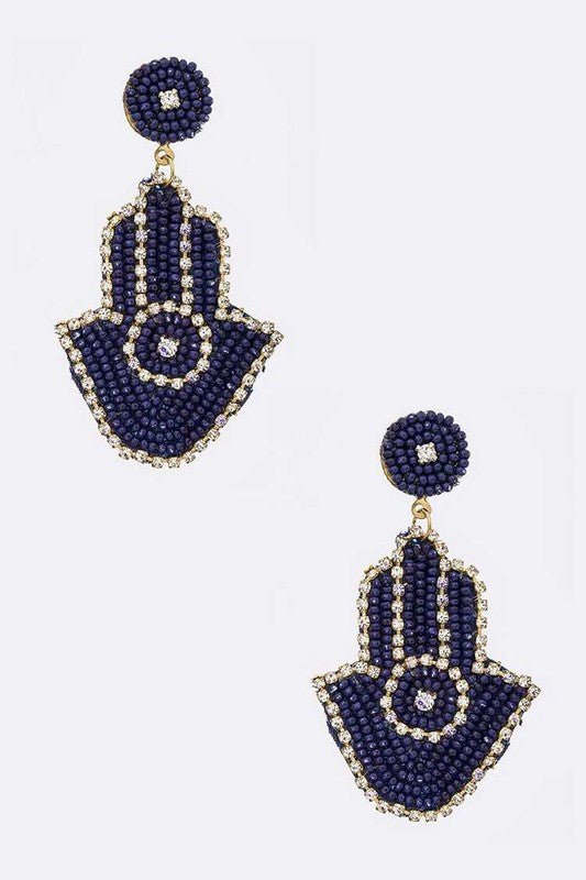 Beaded Hamsa Statement Earrings - Loving It Shop