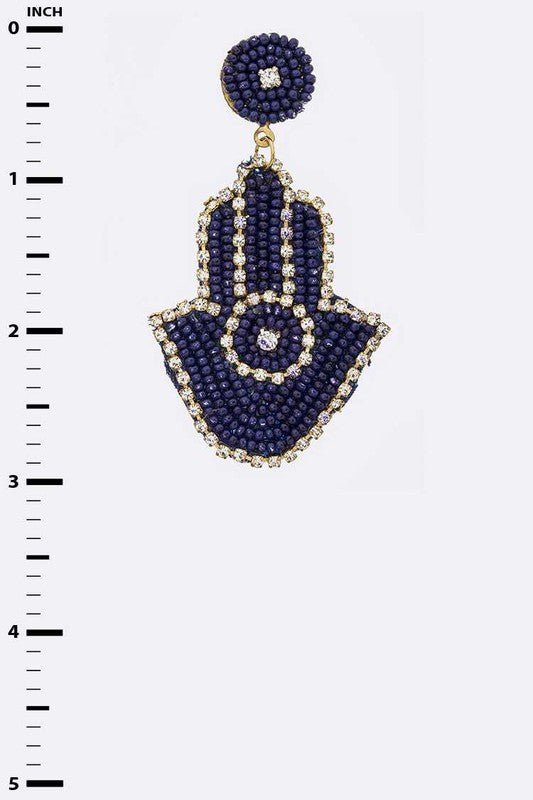 Beaded Hamsa Statement Earrings - Loving It Shop