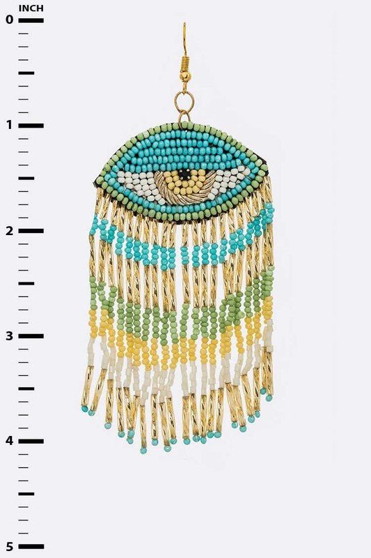 Beaded Tassel Drop Iconic Eye Earrings - Loving It Shop